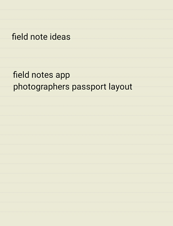 photographers passport field notes
