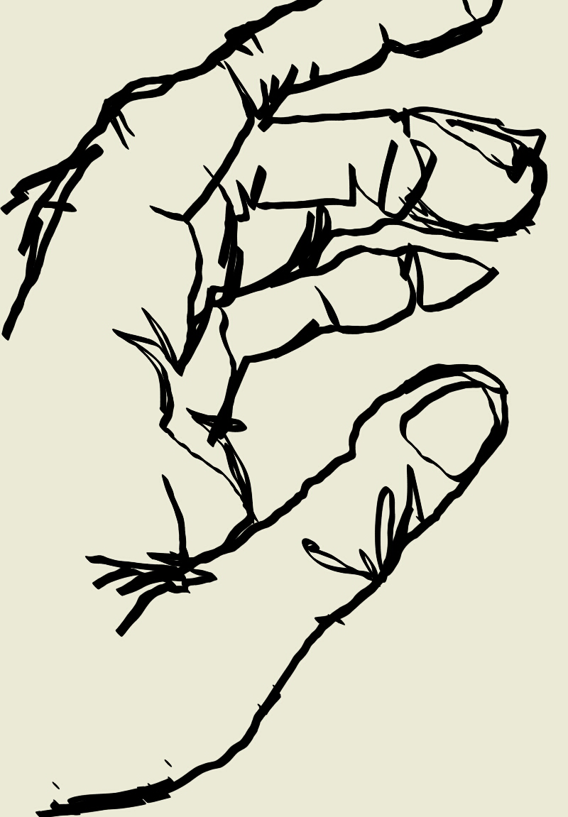 2 minute blind contour hand