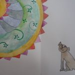 Dog in love with watercolor