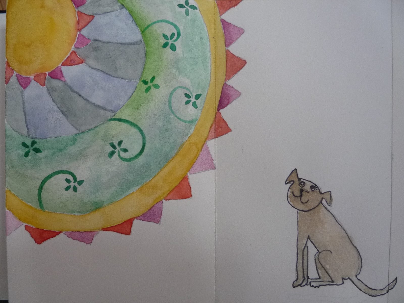 Dog in love with watercolor