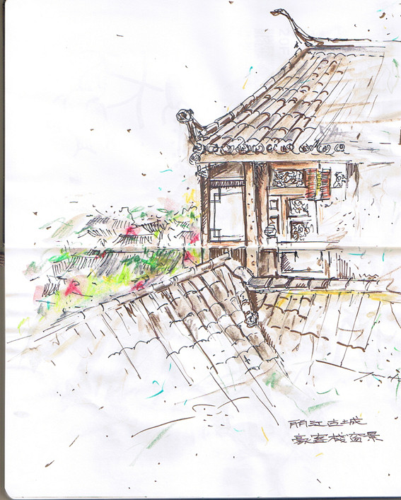 Lijiang old town- live sketch