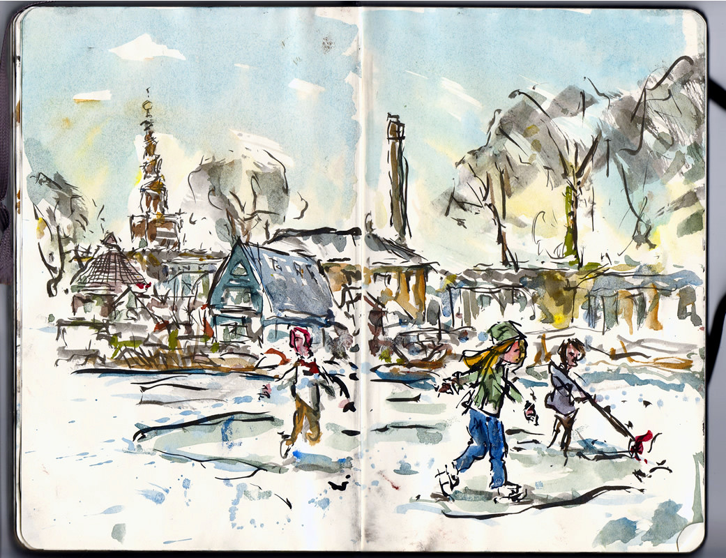 Winter watercolor sketch – Denmark