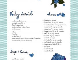 Blueberries kitchen Menu.