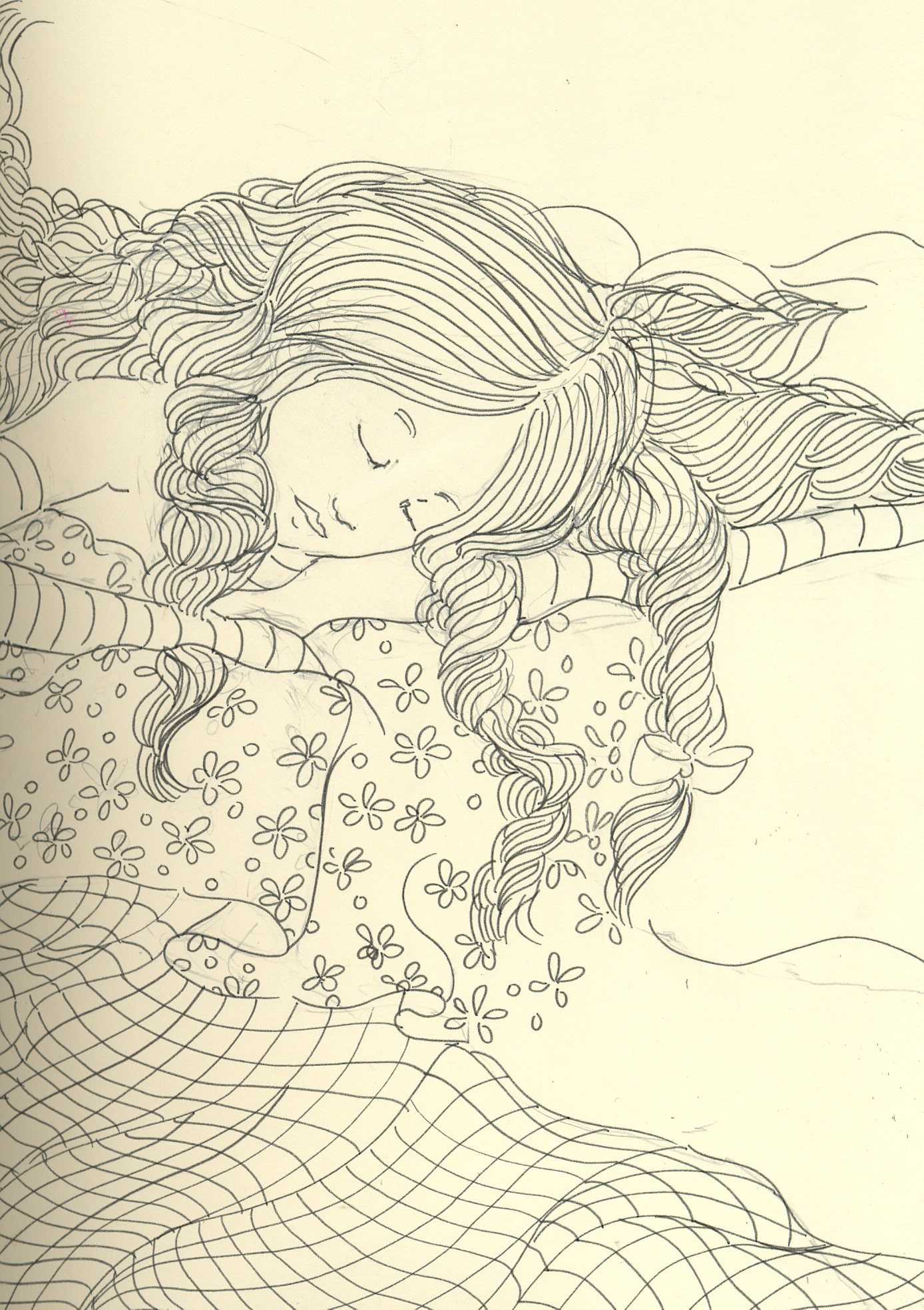 sleepy doll without color