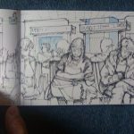 Malpensa airport: sketcher at work
