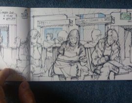 Malpensa airport: sketcher at work
