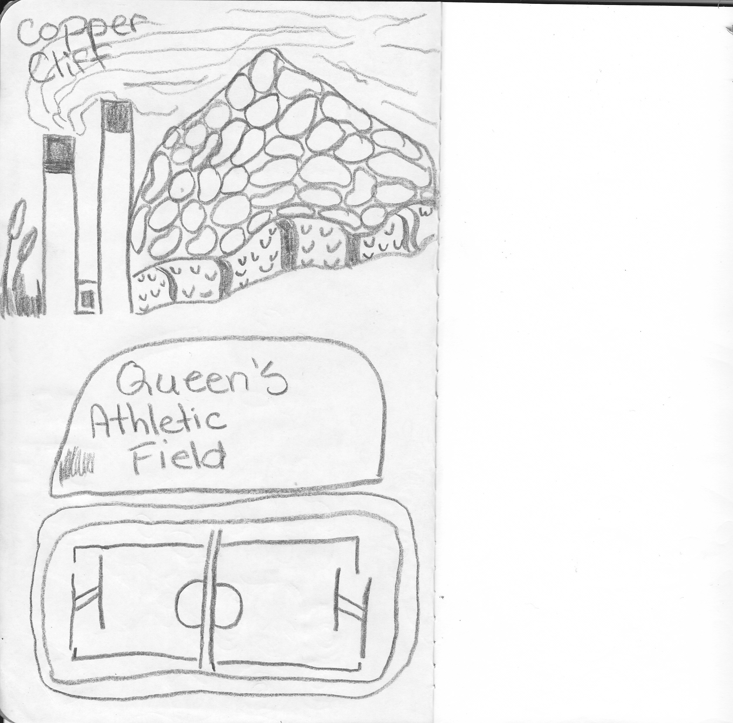 Queen’s Alhletic Field and Copper Cliff chimneys