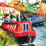 Red narrow boat