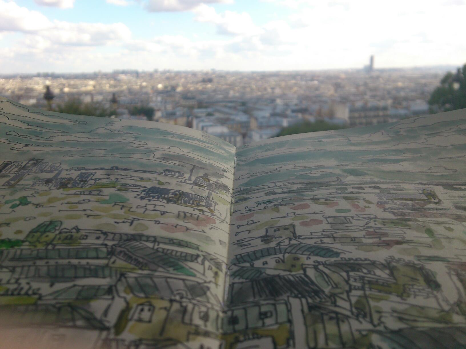 Montmartre, sketch and photo.