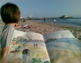 Santa Monica Beach- Sketch+Photo