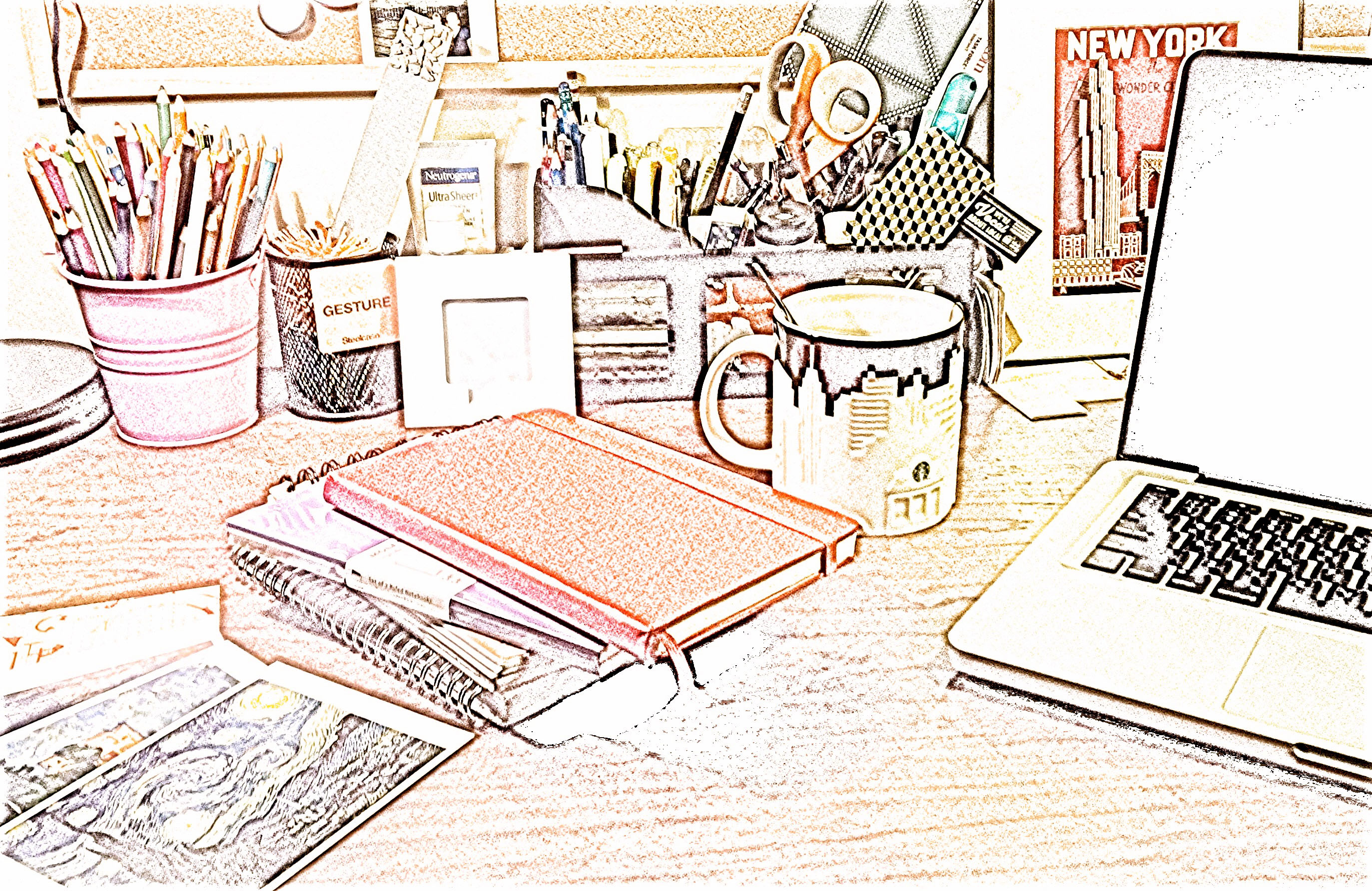 art desk sketchbook