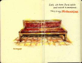 leather-covered bench