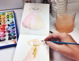 Watercolor wedding dress sketches