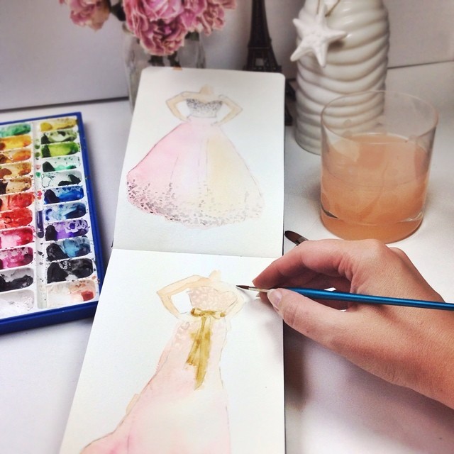 Watercolor wedding dress sketches