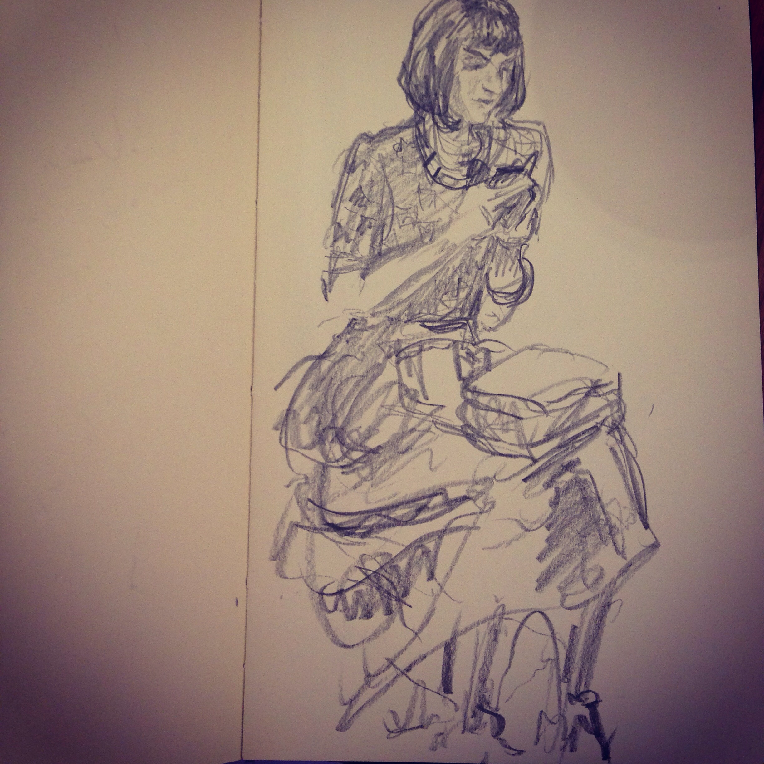 Guerilla sketching at London Fashion Week: at Amanda Wakeley