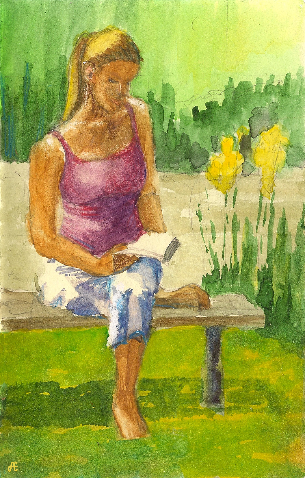 Reading outdoors at Quiet Waters Park