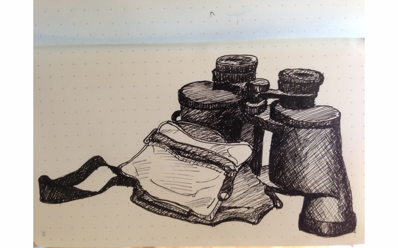 binoculars and bag