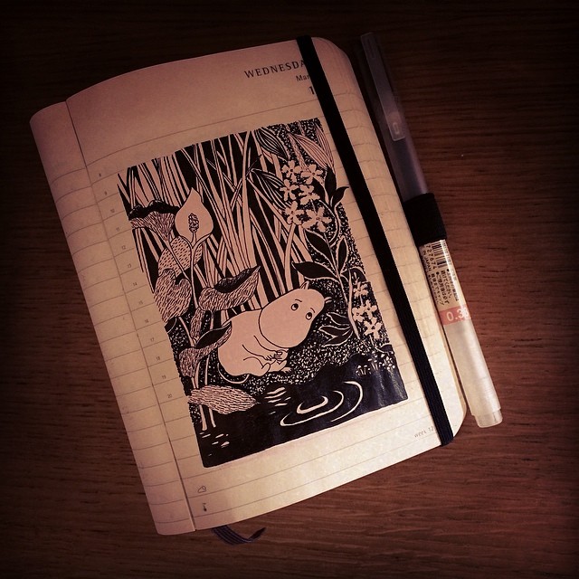 Drawing Moomins in the dark