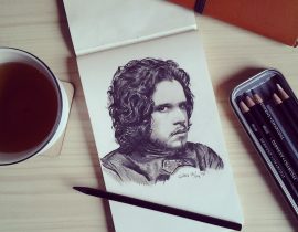 “You know nothing Jon Snow” – Charcoal Drawing on Moleskine Sketchbook