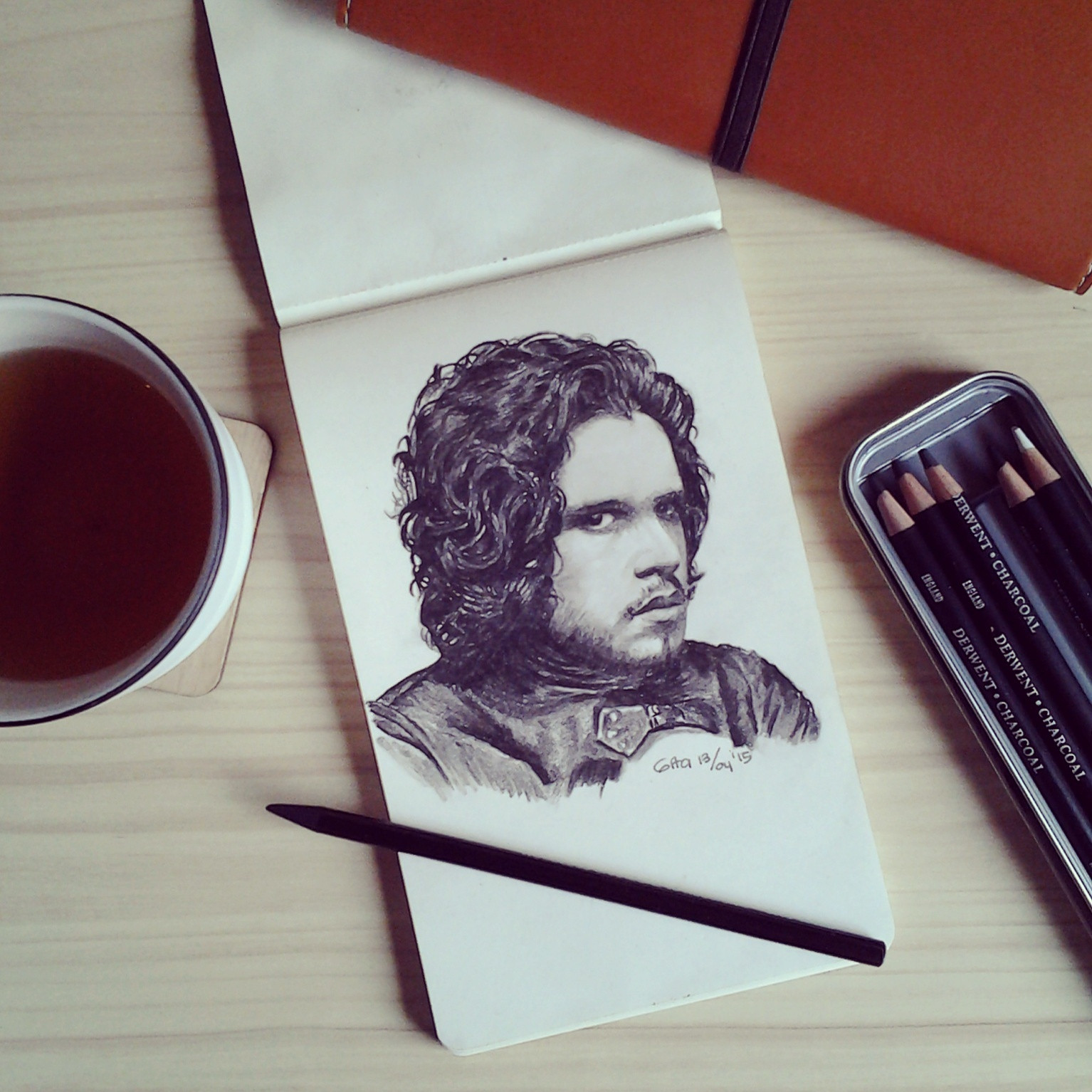 “You know nothing Jon Snow” – Charcoal Drawing on Moleskine Sketchbook