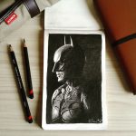 BATMAN – charcoal drawing on Moleskine sketchbook