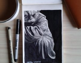 YODA – Star Wars Series Pencil and Marker Drawing on Moleskine Sketchbook