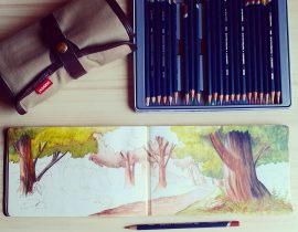 Fairytale Forest – Watercolor Pencils on Moleskine Sketchbook