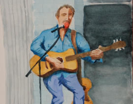 Folk Guitar Watercolor