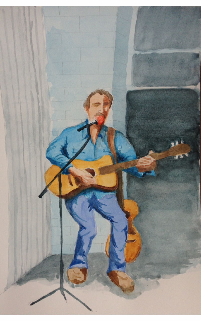 Folk Guitar Watercolor