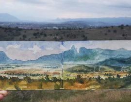 Far view of the Meteora rocks, Greece