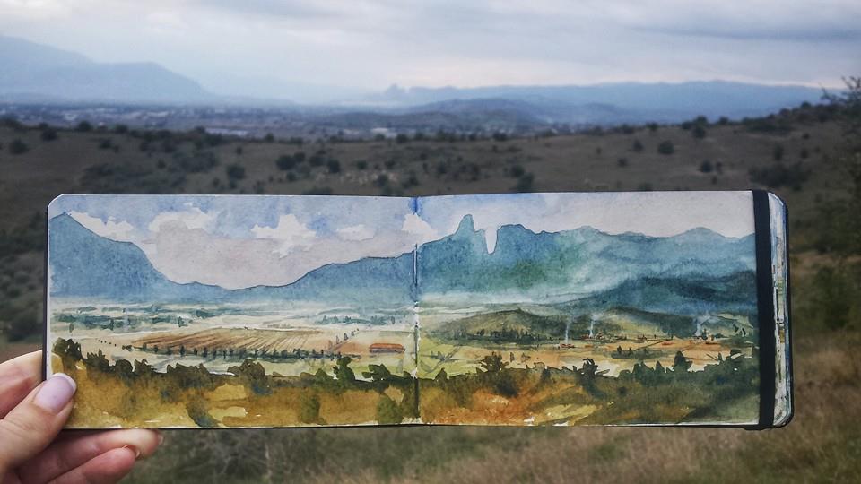 Far view of the Meteora rocks, Greece