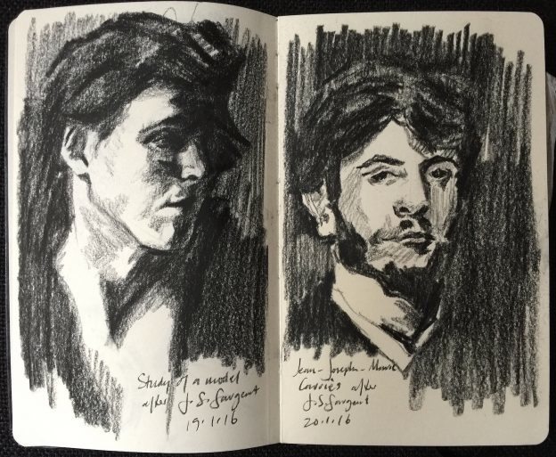 Charcoal studies after John Singer Sargent