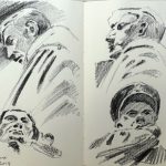 Charcal Drawings in Moleskine of Bomber Command Memorial