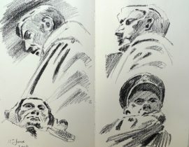 Charcal Drawings in Moleskine of Bomber Command Memorial