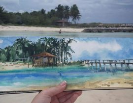 Sketch at Blue Lagoon Island, Bahamas