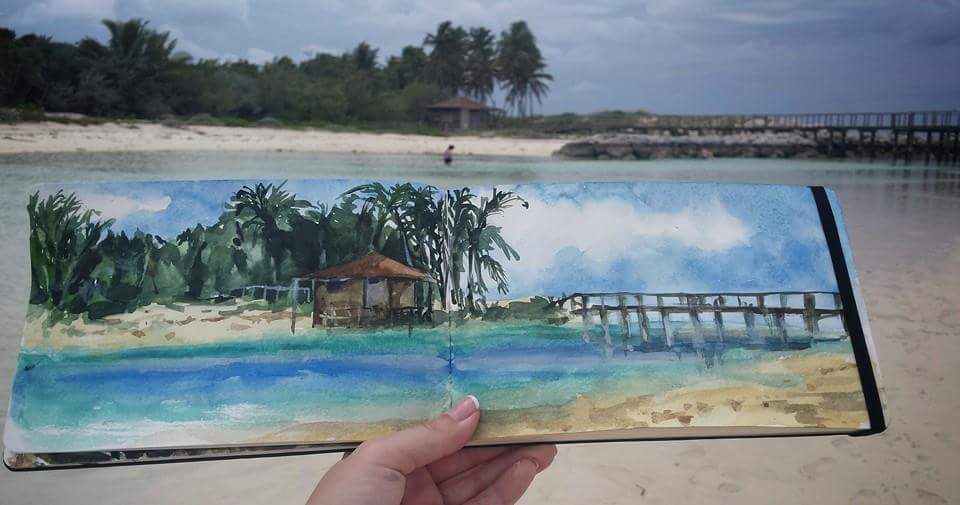 Sketch at Blue Lagoon Island, Bahamas