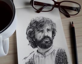 TYRION LANNISTER – Charcoal Drawing on Moleskine Sketchbook