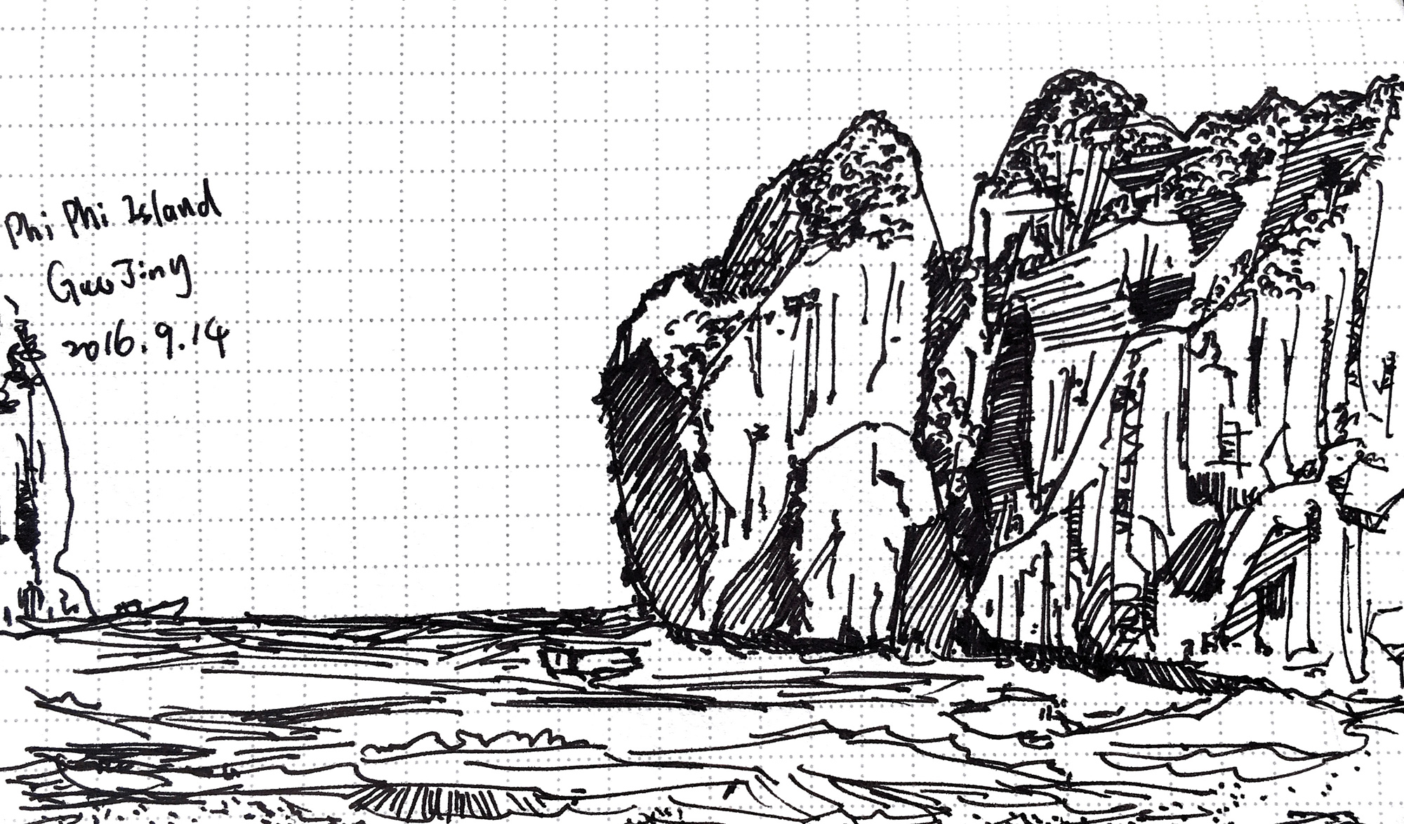 Sketch at Phi Phi island