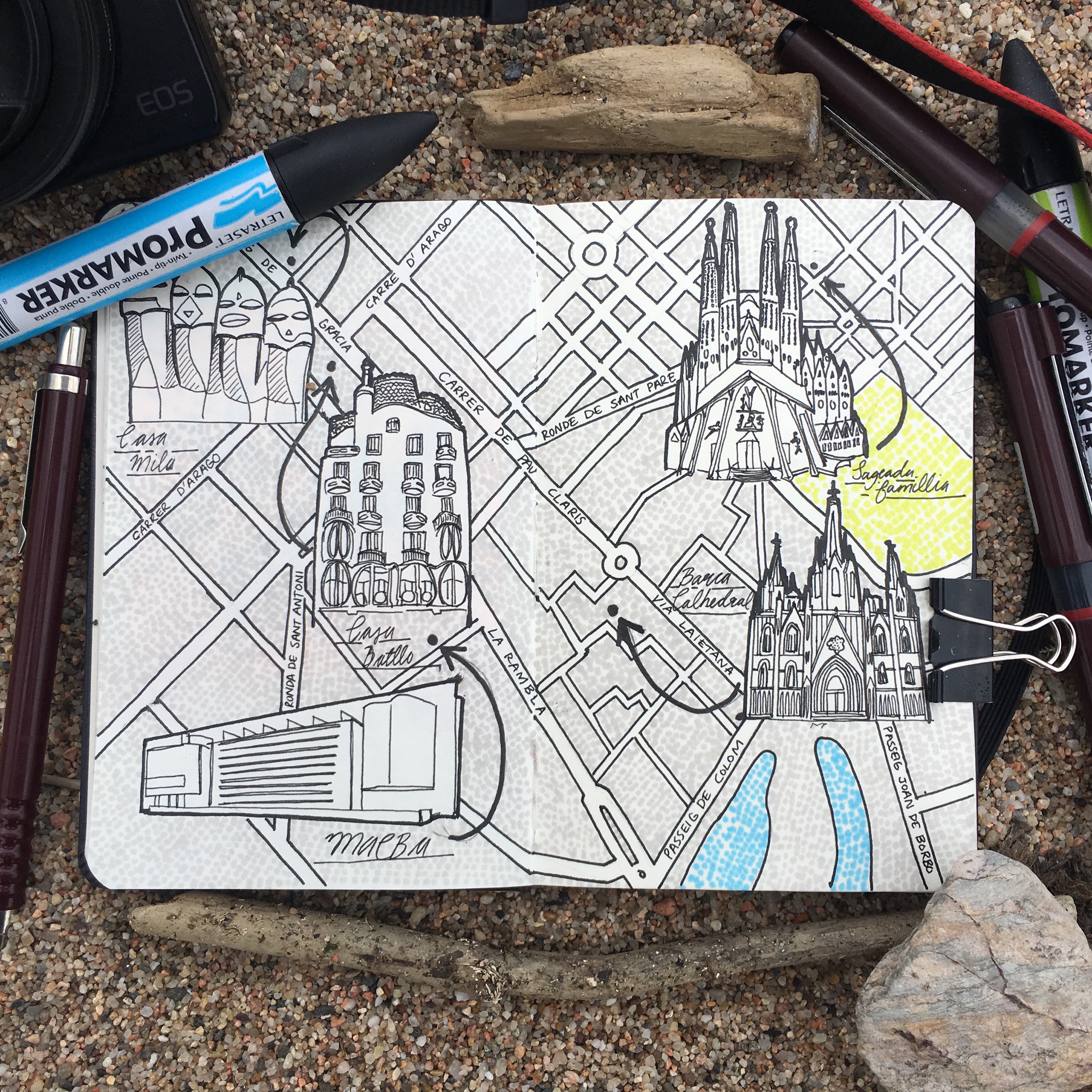 City Map Drawing of Barcelona