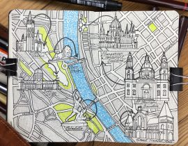 City Map Drawing of Budapest