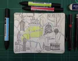 City Day Trip Map Drawing of Berlin
