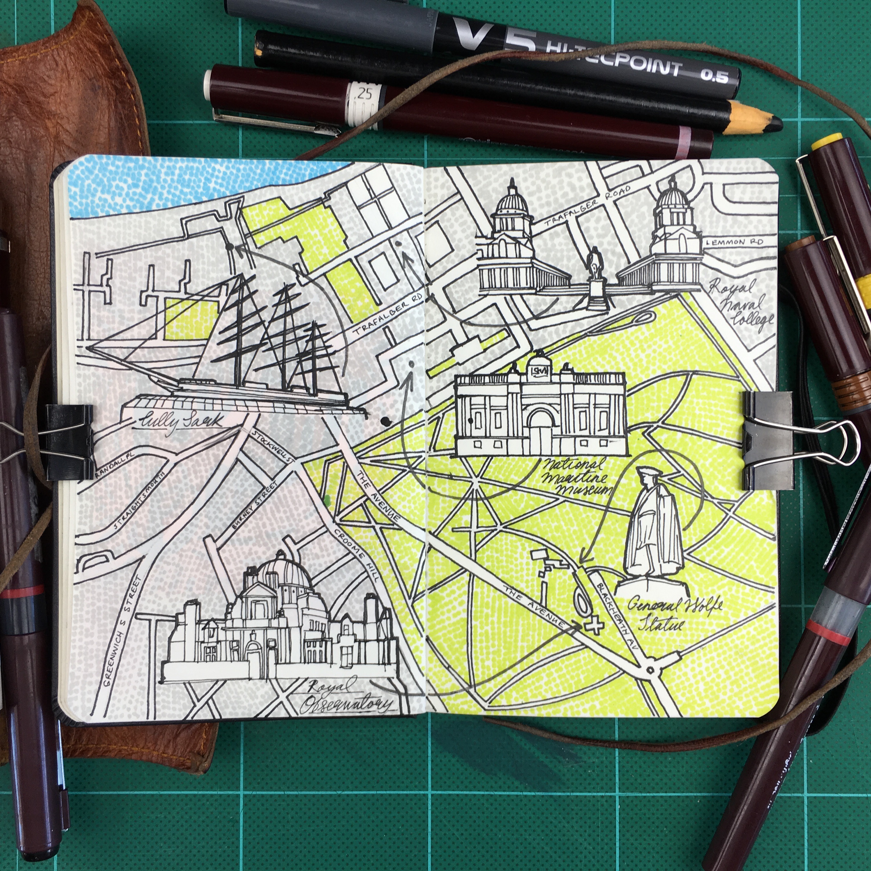 City Map Drawing of Greenwich, London