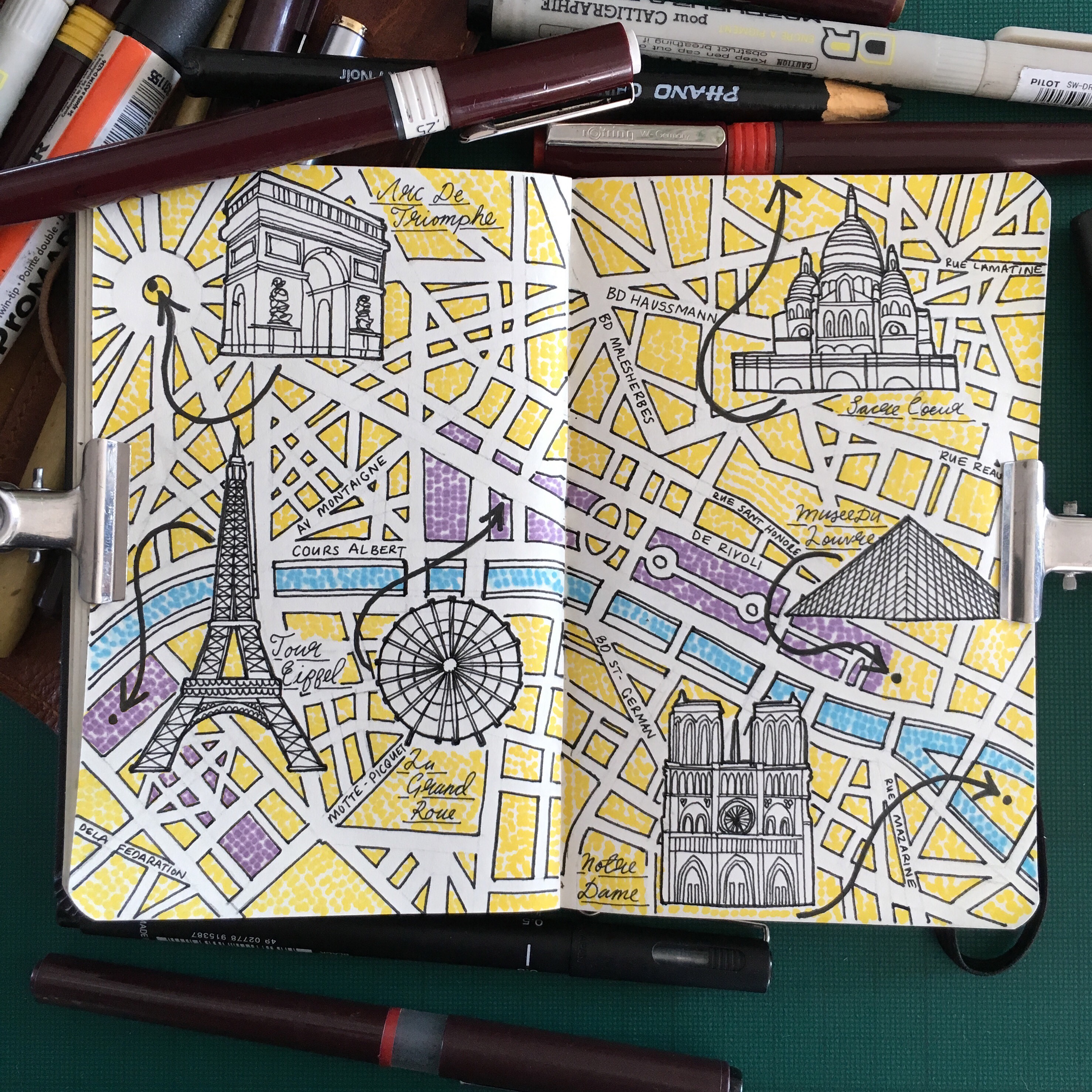 City Map Drawing of Paris
