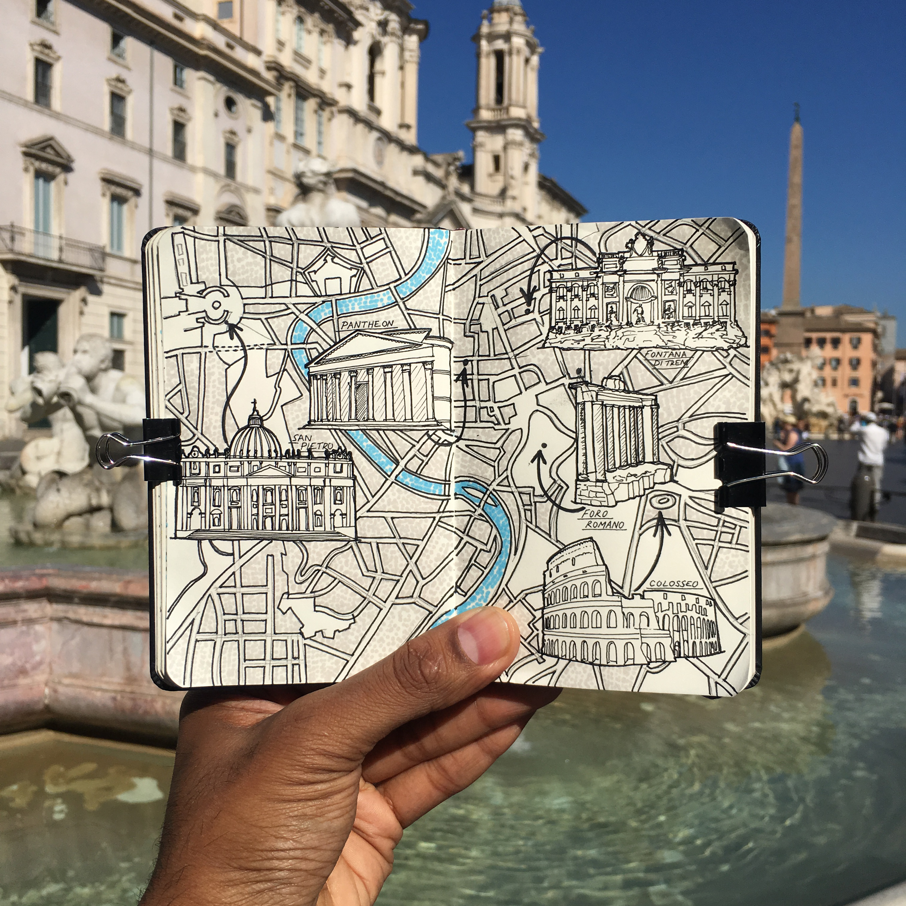 City Map Drawing of Rome, Italy