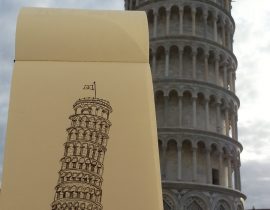 Europe Traveling Sketch ~ Italy Leaning Tower of Pisa