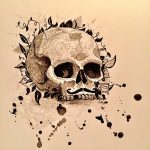 Halloween skull, pen and ink