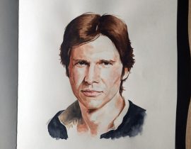 Han Solo Watercolour Portrait