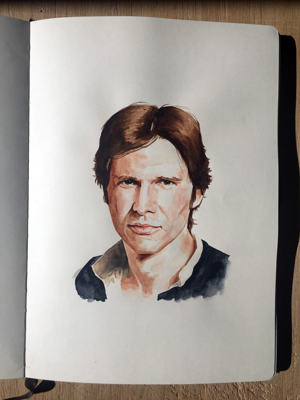 Han Solo Watercolour Portrait
