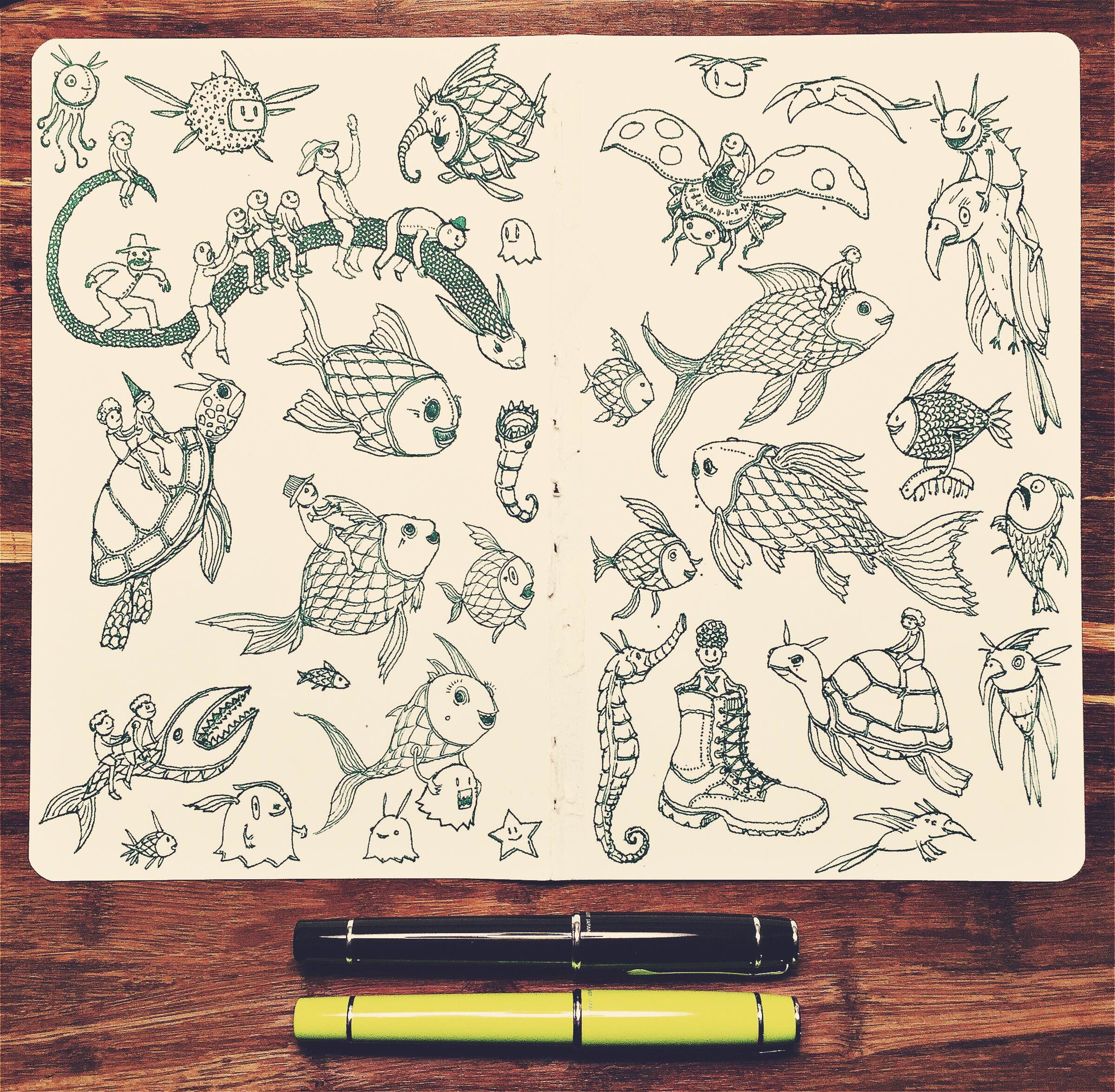 Fish and Birds Sketch