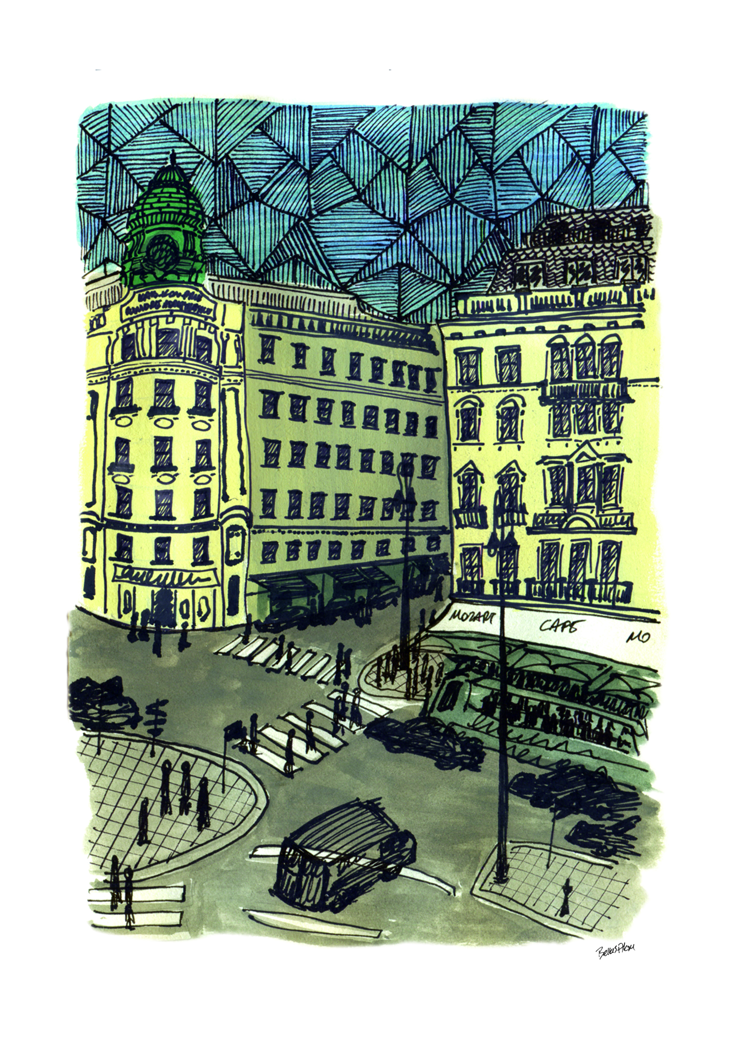 Urban Sketch – Albertinaplatz Vienna